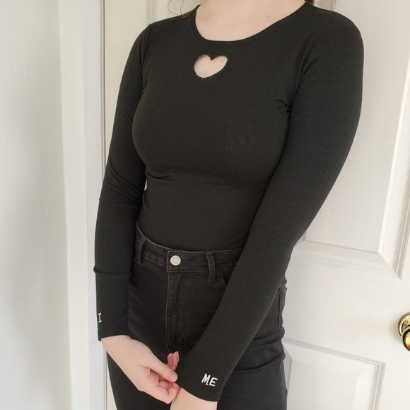 cut out long sleeve shirt